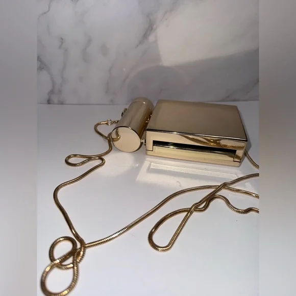 Christian Dior Gold Metal Minaudière Clutch Crossbody w/ Lipstick Case – GWP - Picture 5 of 7